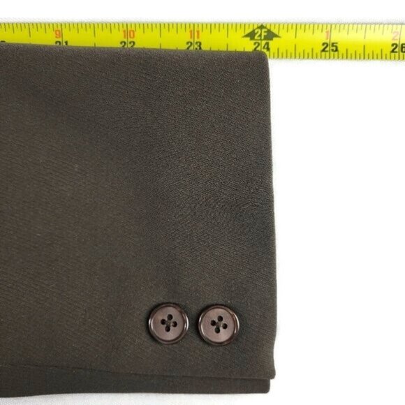 Kasper ASL Blazer Size 8 Brown Flap Pockets Long Sleeve Band Collar Lined - Picture 8 of 9
